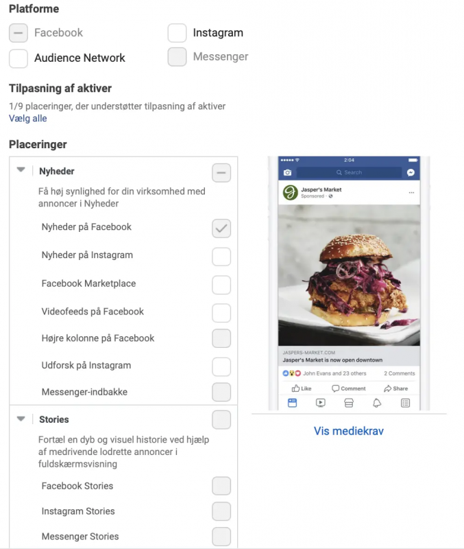SoMe annoncering på Facebook